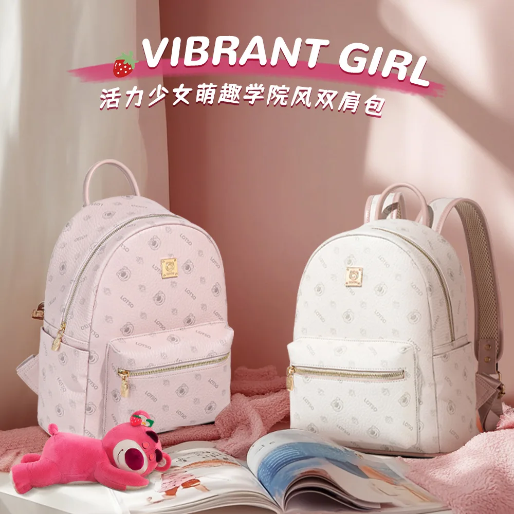 

Оригинальные сумки и кошельки Disney, оригинальный чехол с клубничным мишкой, милый рюкзак для девочек в студенческом стиле 409/439