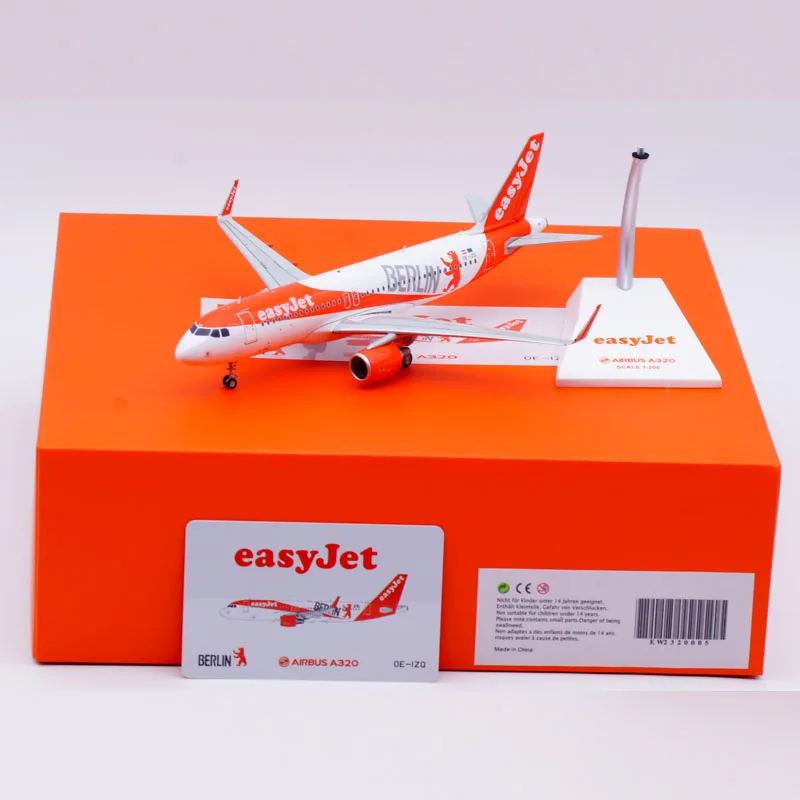 

ЭВ 2320005 Коллекционный самолет из сплава, подарок JC Wings 1:200 easyJet "BERLIN" Airbus A320, литая под давлением модель самолета OE-IZQ с подставкой