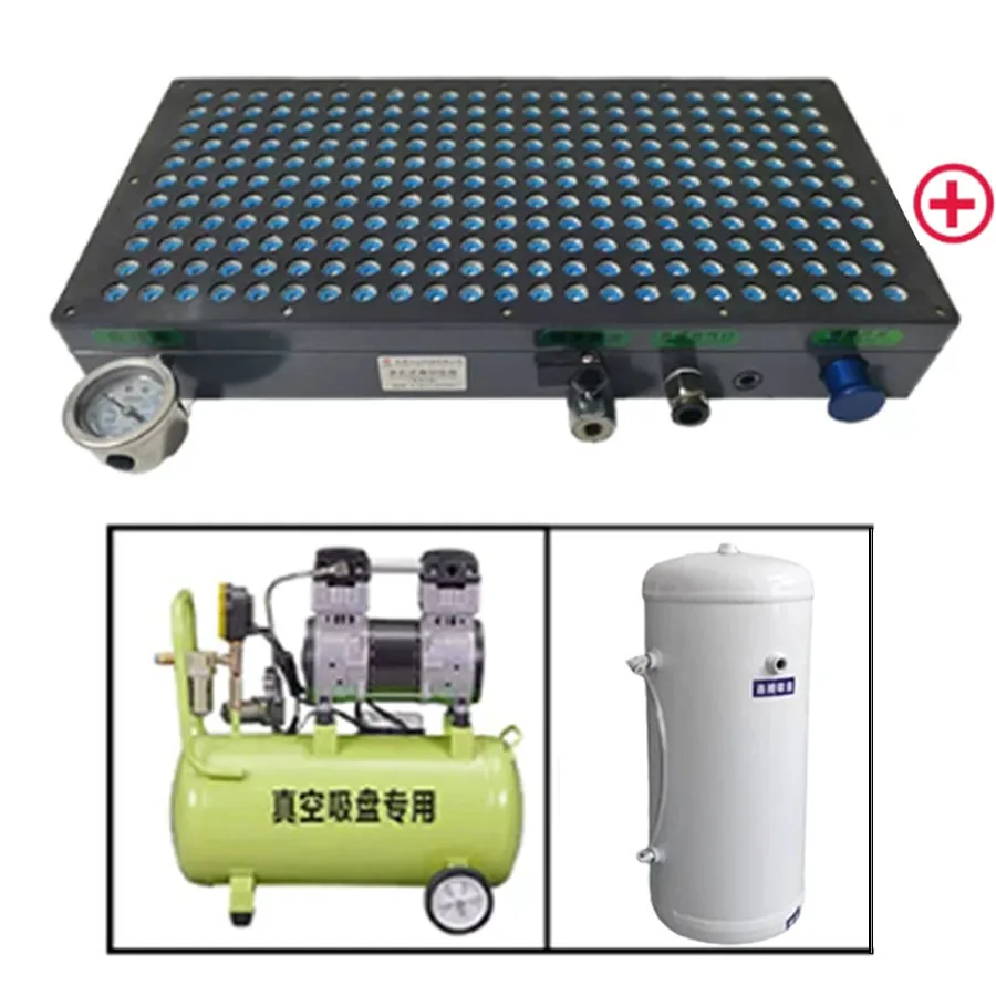 Porous strong vacuum suction cup industrial CNC no sealing strip PVC aluminum plate 1600 watt vacuum pump drainage pressure tank
