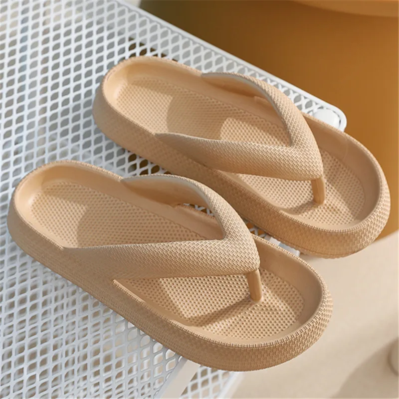 Rimocy Soft Sole EVA Women\'s Flip Flops 2023 Summer Beach Non-slip Cloud Slippers Women Thick Platform Clip Toe Bathroom Slides