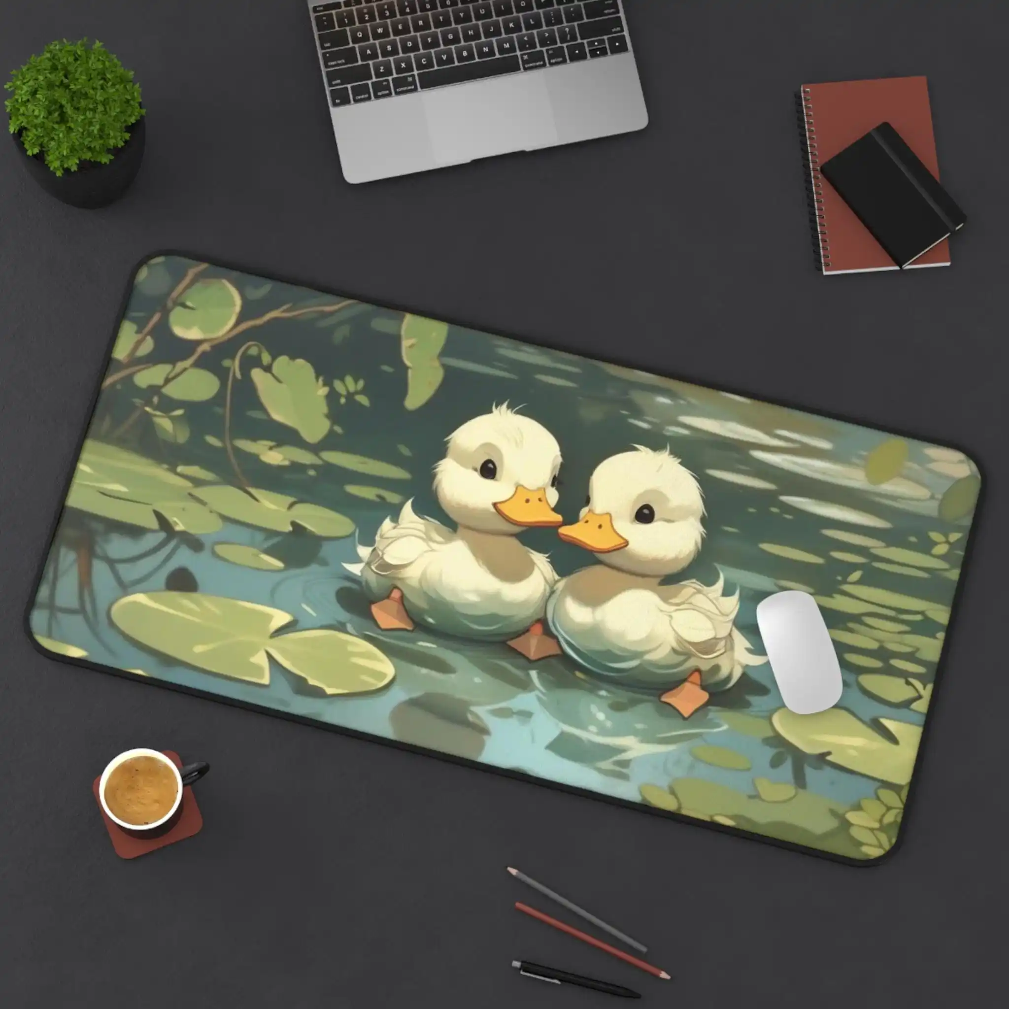 

Cute Duck Table Mat, Wildlife Art Table Mat,XXL Whimsical Watercolor Bear Mouse Mat, Cute Office Decoration Aesthetic Mat