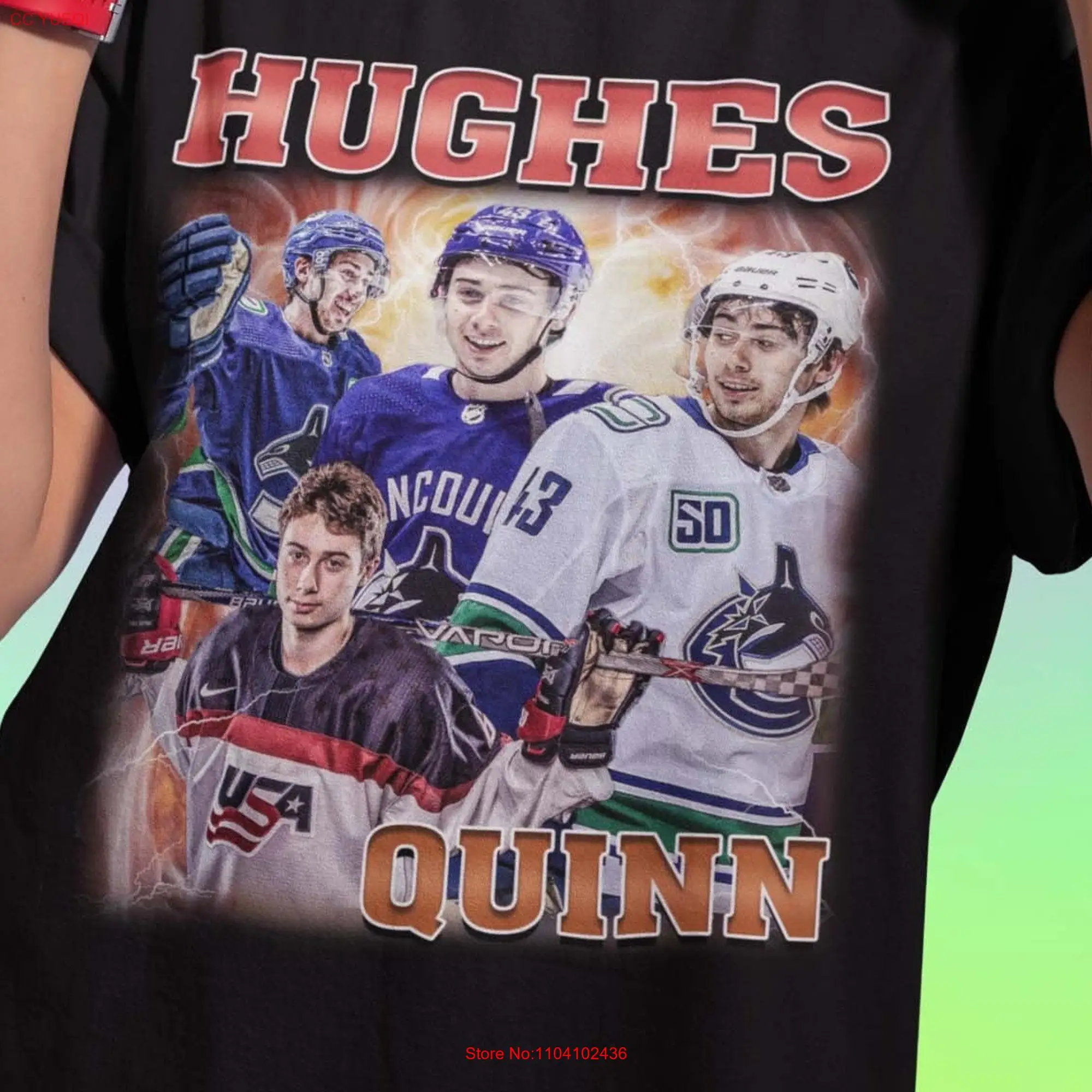 Koszulka Quinn Hughes hokej na lodzie amerykańskie mistrzostwy zawodów Sport Merch Vintage SweaT fani długi lub krótki rękaw