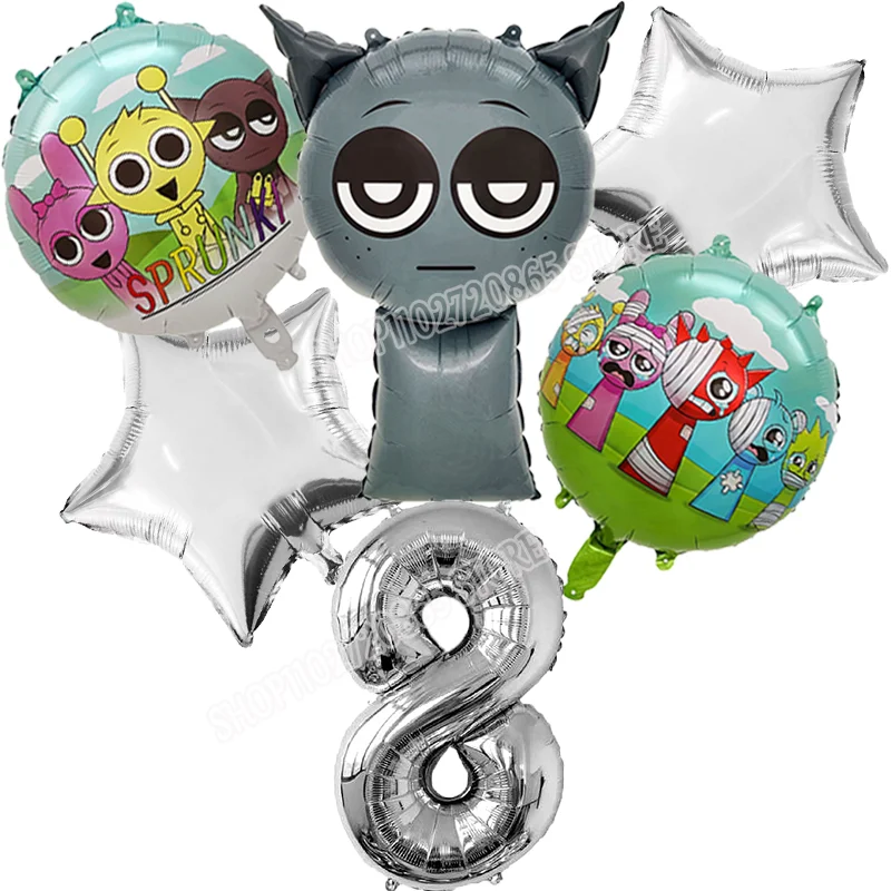 Sprunkis Numbers Balloon Anime Game Figure Birthday Party Decoration Aluminum Film Balloons Boys Party Baby Shower Ballons Gift