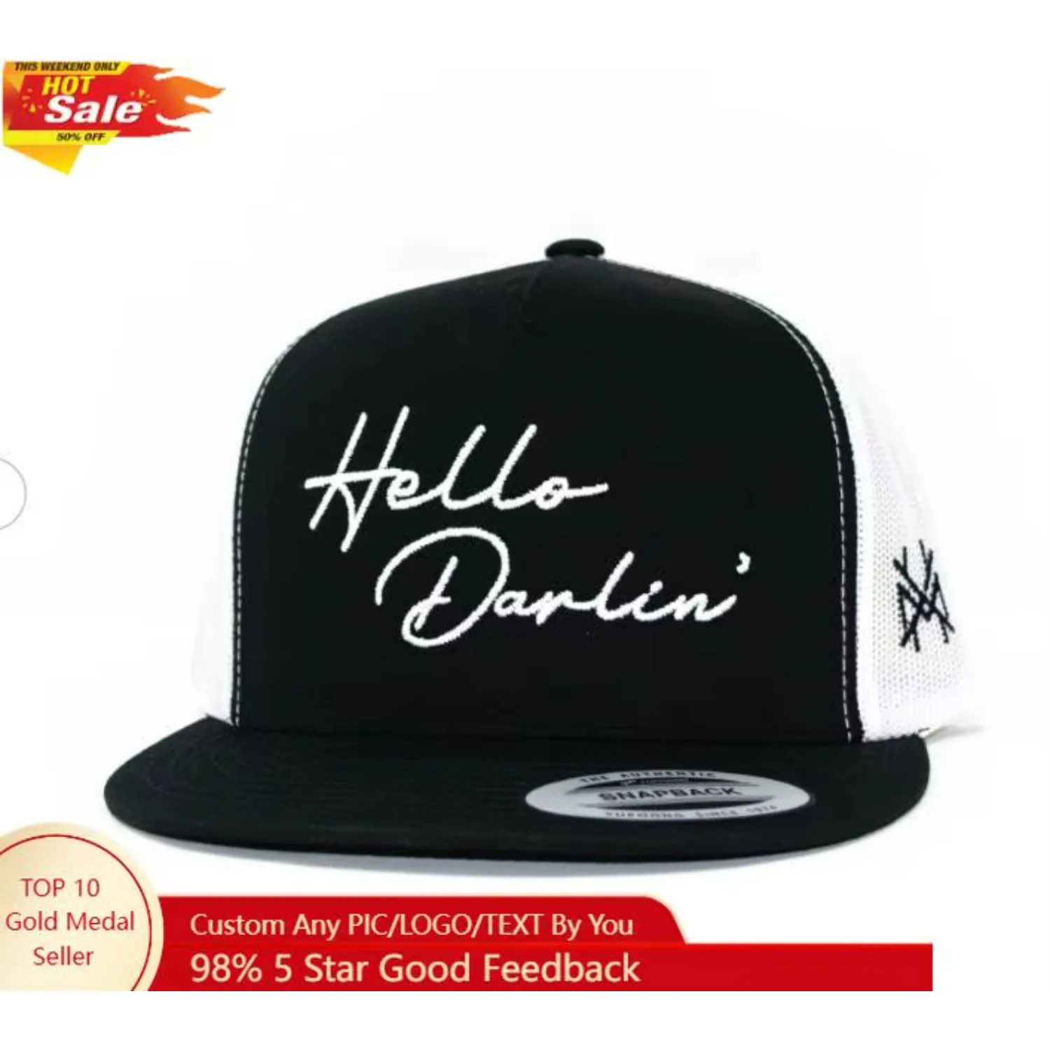 

Hello Darlin' Embroidered Trucker Hat Men Women Snapback Baseball Cap Fashion Dad Hats Adjustable Sunhat Outdoor Caps