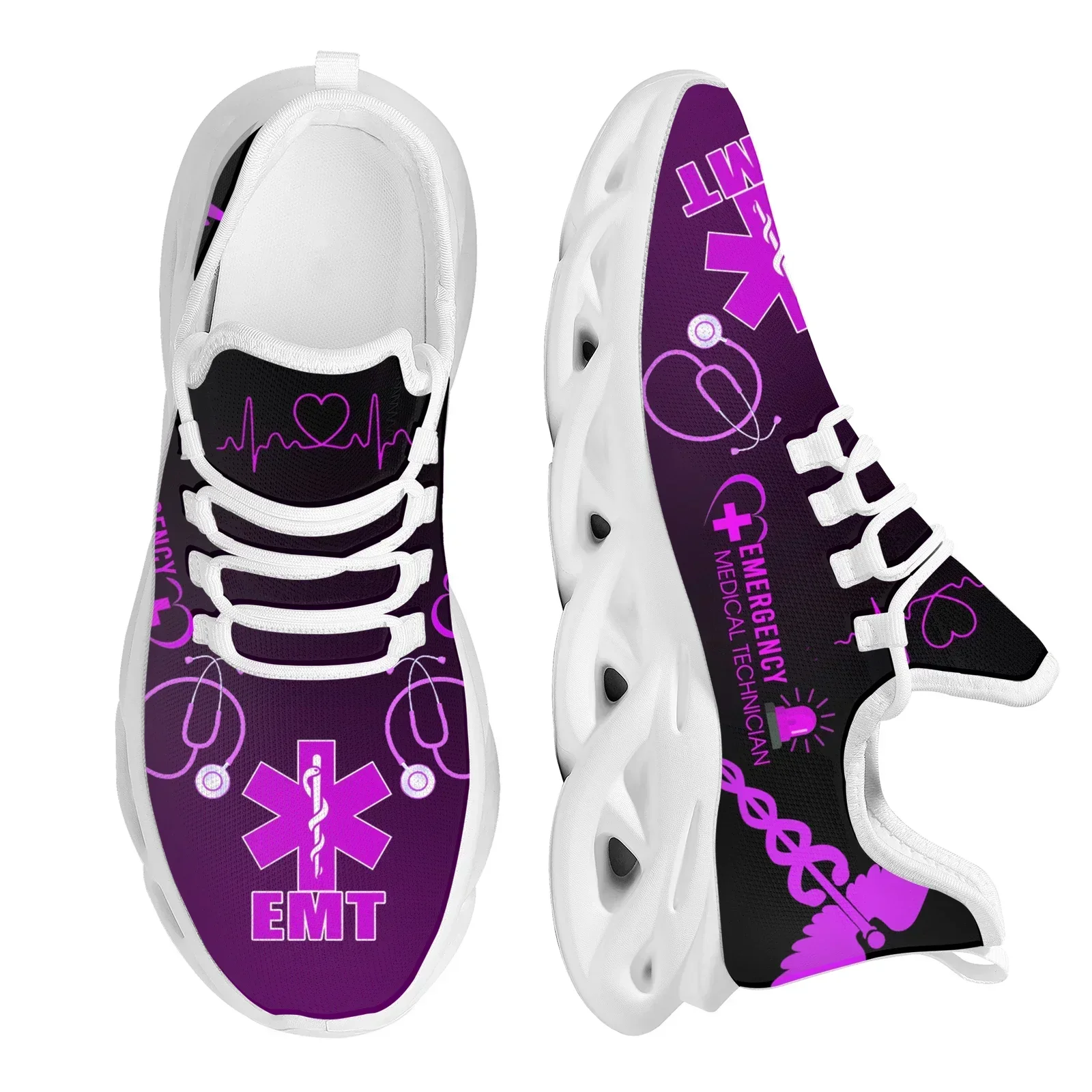 Cute Nurse Cat Pattern Female Shoes Casual Sneakers Brand Design Lace-up Walking Male Medical Student Flats Footwear - view 6