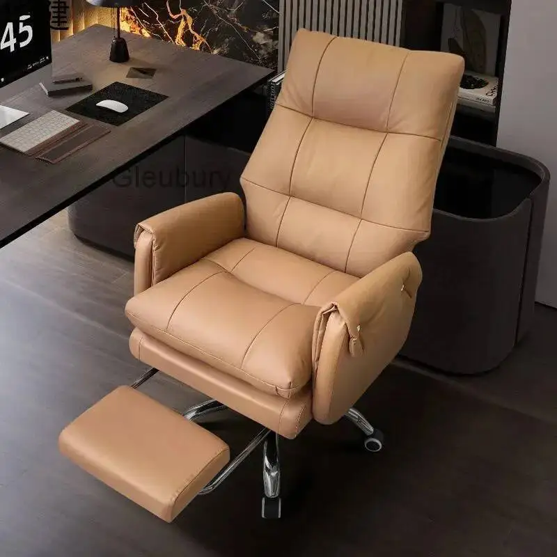 

Leather, Light Luxury, Boss Chair, Home, Computer, Comfort, Office, Reclining, Sedentary, Study, Back Chair Ergonomic Chair