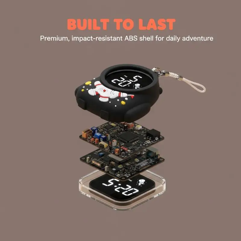 Cute Cartoon LED Digital Electronic Watch Night Light Keychain Pocket Watch Creative Mini Hanging Watches Students Gifts