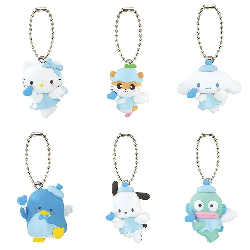 

Bandai Gashapon 6Pcs Original Sanrio Characters Pochacco HANGYODON Toys For Kids Gift Collectible Model Ornaments