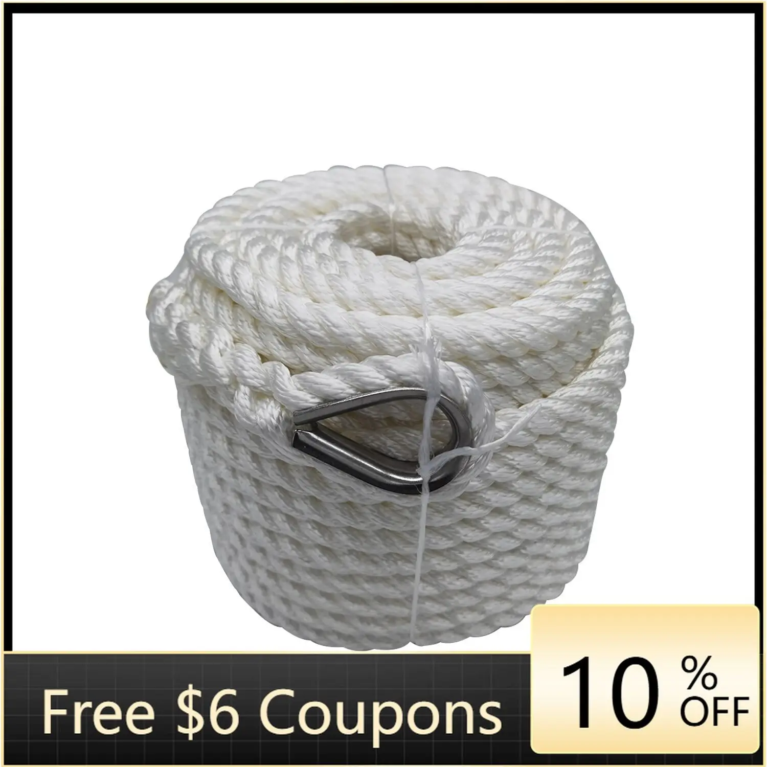 

BBWSTSHENGHUI Three-Strand Braided Nylon Anchor Rope/Line with Thimble Boat Rode