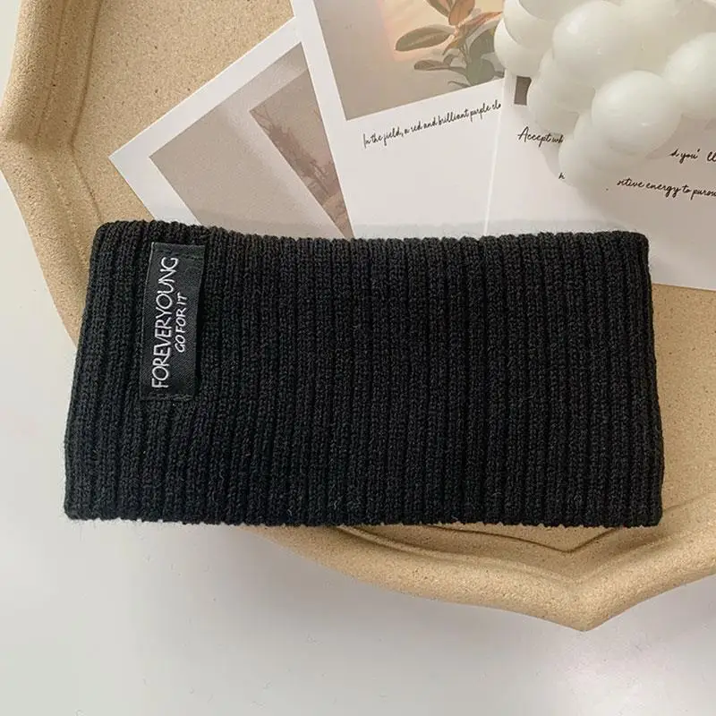 Solid Color Knitted Hair Band Women Men Wide Brim Knitted Woolen Headband Winter Warm Punk Headwear Face Wash Hairbands