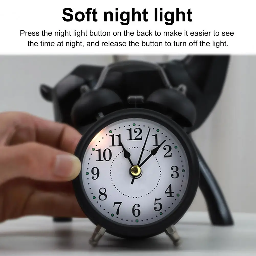 Alarm Clock Twin Bell Silent Movement Metal Heavy Sleepers Alarm Clock Luminous Alarm Clock