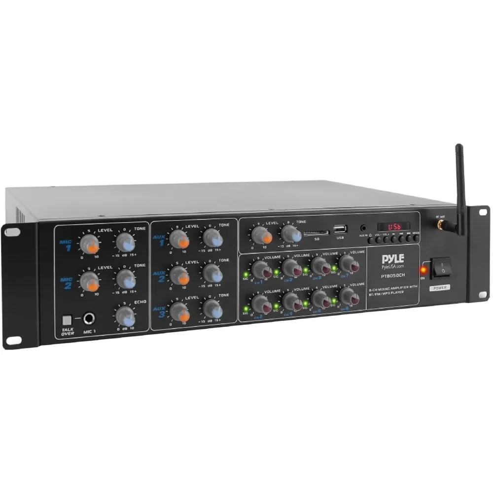 

Wireless Bluetooth Power Amplifier - 4000W Rack Mount Multi Zone Sound Mixer Audio Home Stereo Receiver Box System w/ RCA, USB
