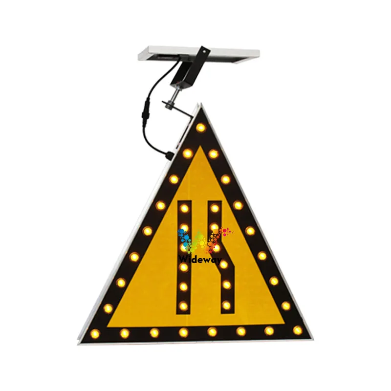 Solar Powered LED Traffic Signs For Road Construction Narrowing On Both Sides Traffic Sign Board