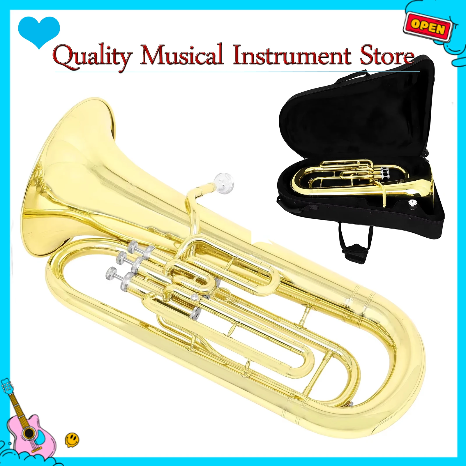 

SLADE Euphonium Baritone, тройные клавиши Bb GOLD, профессиональные духовые инструменты из эуфония с сумкой, перчатки, чистящие салфетки, ремни