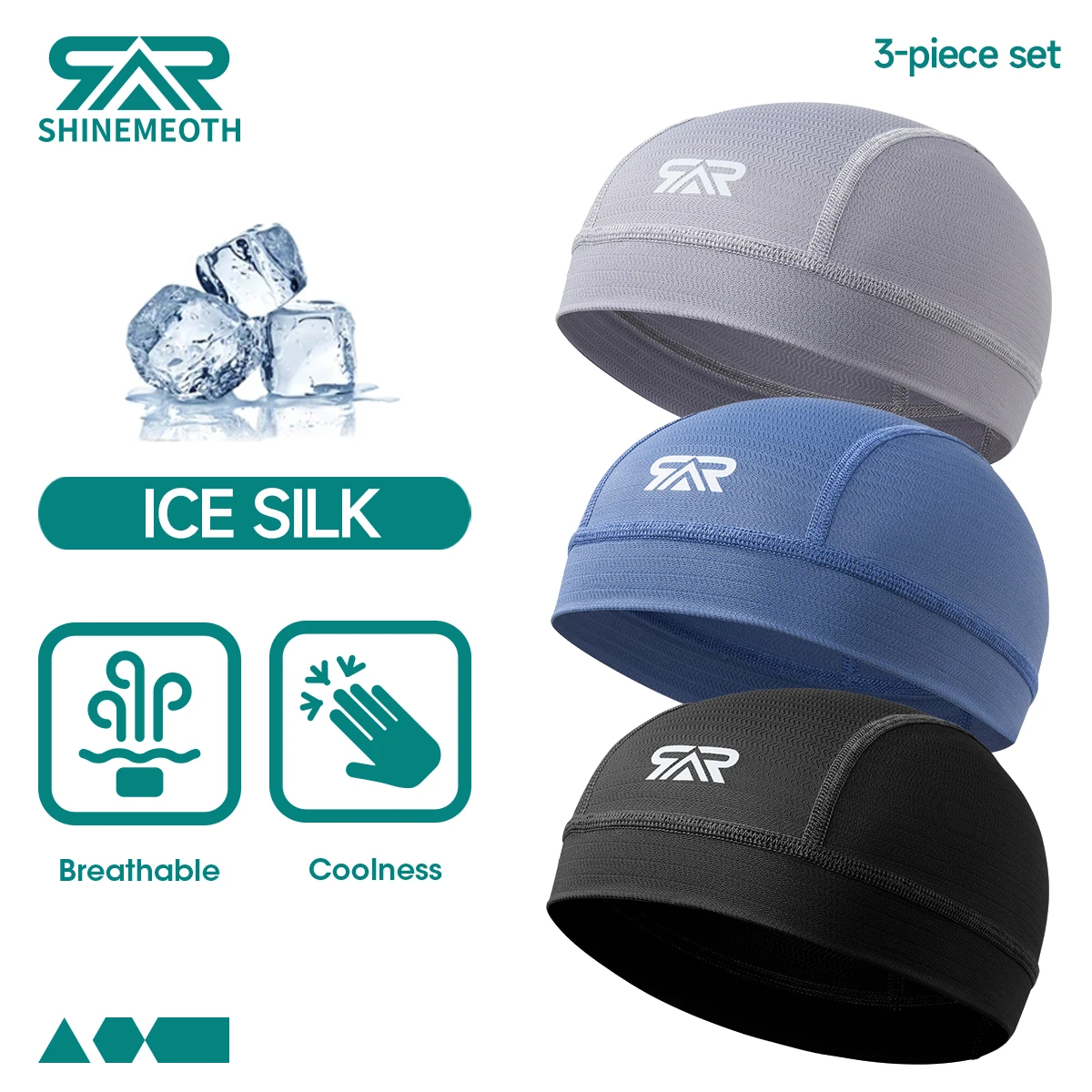 3/5Pcs Ice Silk Cycling Skull Cap-Motorcycle Breathable Sports Helmet Liner Sweat-Wicking cooling cap for Men Women Under Helmet