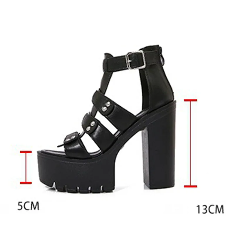 Comemore Summer New Chunky Heeled Sandals Women Buckle Strap Open Toe Platform Super High Heels Fashion Women\'s Shoe White Black