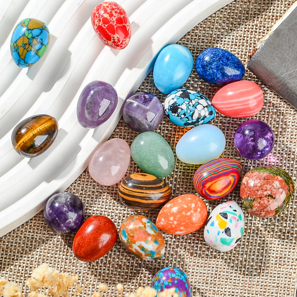 5/10/20pcs Random Crystal Gemstone Polished Egg Crystal for Anxiety Relief, Meditation, Spiritual Balance, Easter Decoration