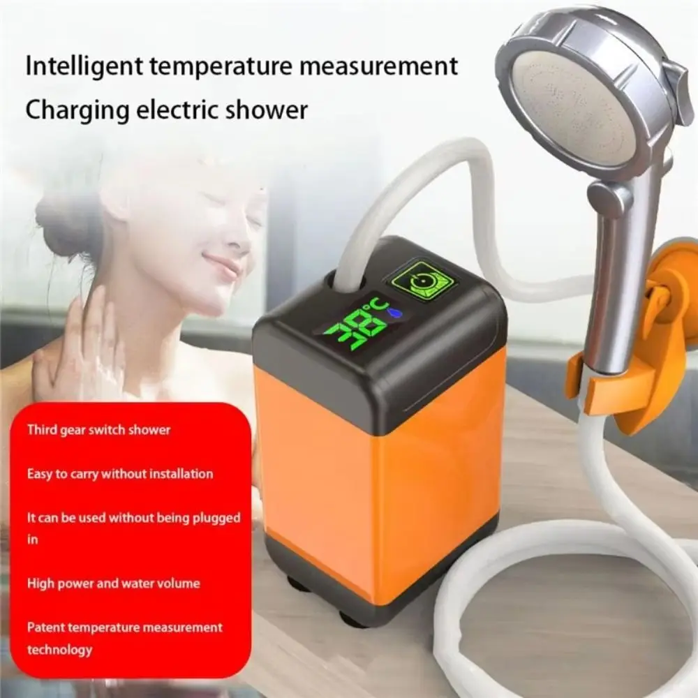 

Intelligent Temperature Measurement Portable Shower with Suction Cup Long Battery Life Rechargeable Water Pump Durable