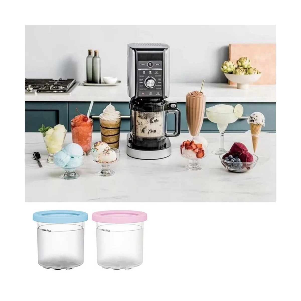 2 حزمة ل نينجا xskصلات d2cd ، متوافق مع ل NC299AMZ و NC300S سلسلة كريم الآيس كريم Makers1 باينت C