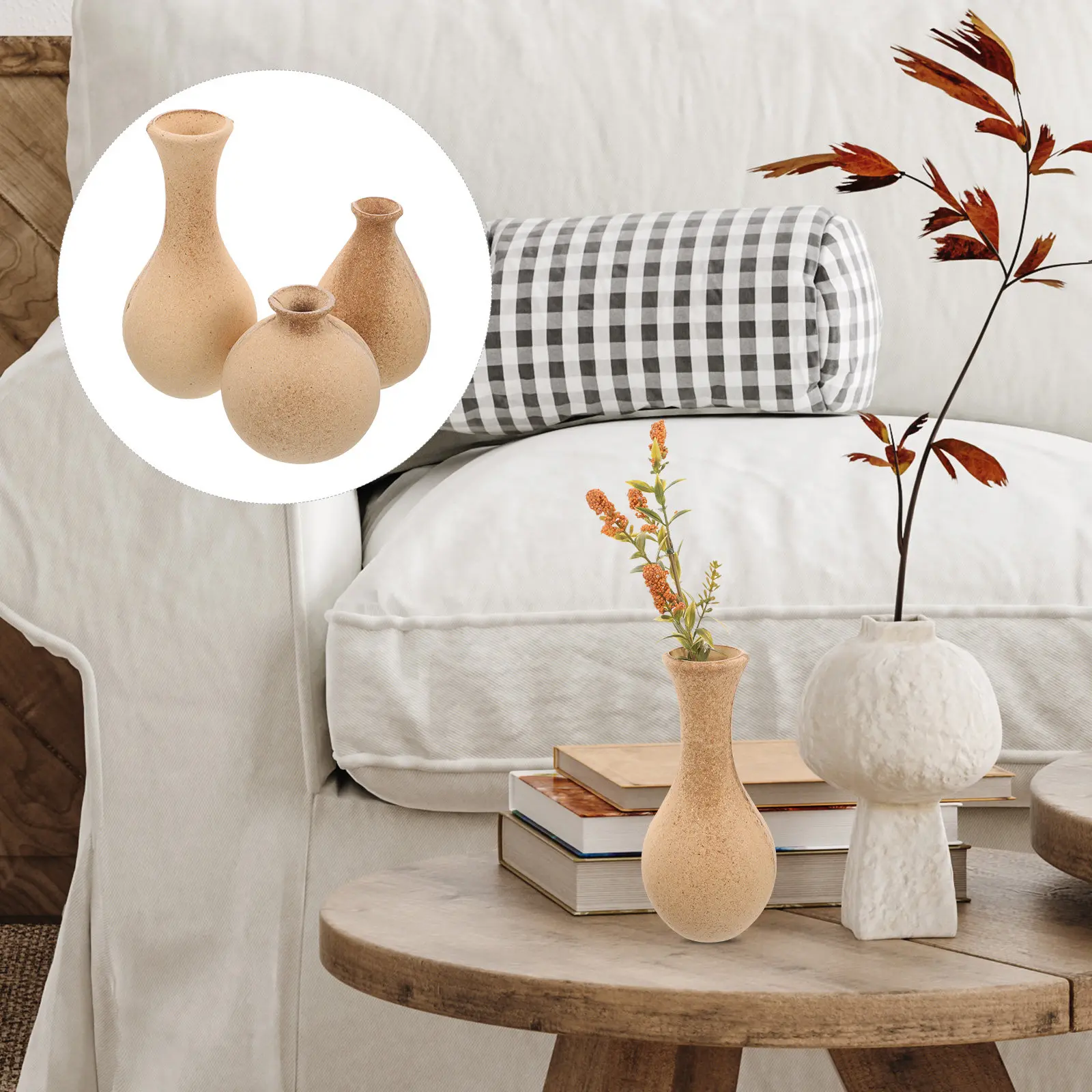 

Набор из 3 деревянных ваз для самостоятельной росписи: заготовки для резьбы, декоративные вазы в деревенском стиле для дома и офиса, для творчества и рисования