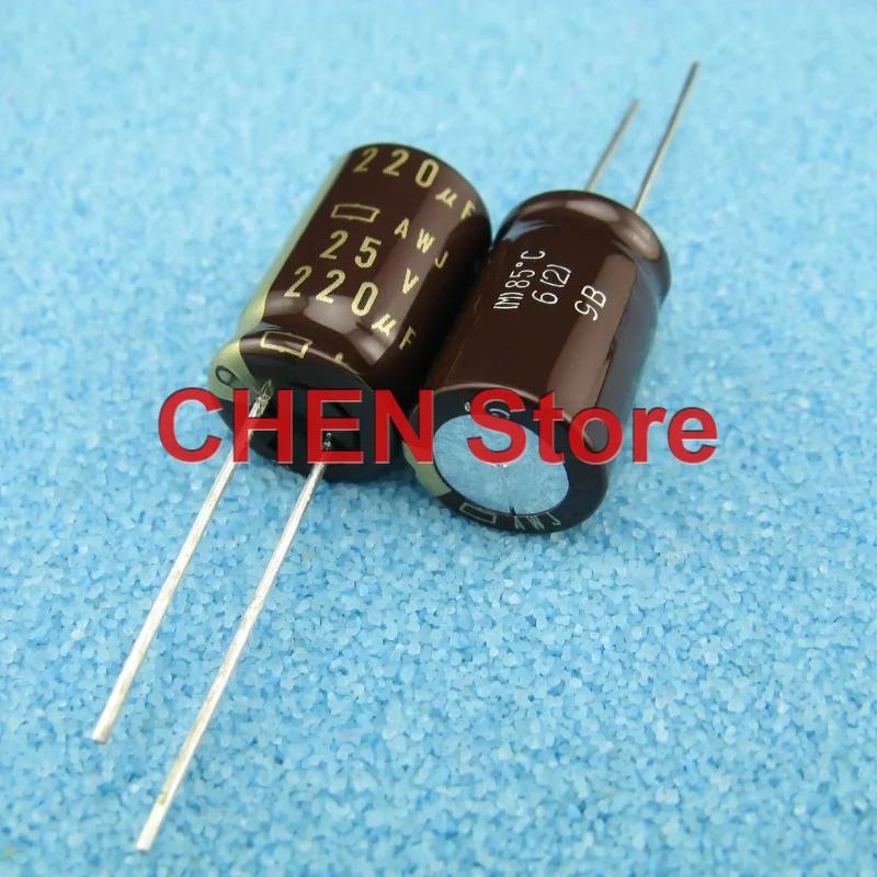 10pcs-lot-original-nippon-awj-220uf-25v-125x20mm-85c-ncc-25v220uf-audio-electrolytic-capacitor-copper-feet-free-shipping