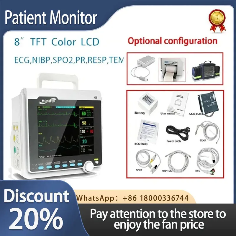 

CONTEC CMS6000 Adult Child Neonate Patient Monitor Vet Portable 6 Parameter ECG NIBP RESP SPO2 PR TEMP vital signs monitor