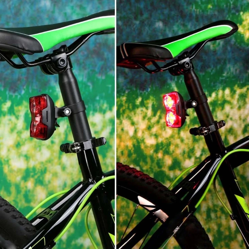 Bicycles Bright Dual-lamp Tail Light Large Wide-angle Design 2 LED 400LM Bike Rear Tail Light 3 Modes Without Battery GXMF