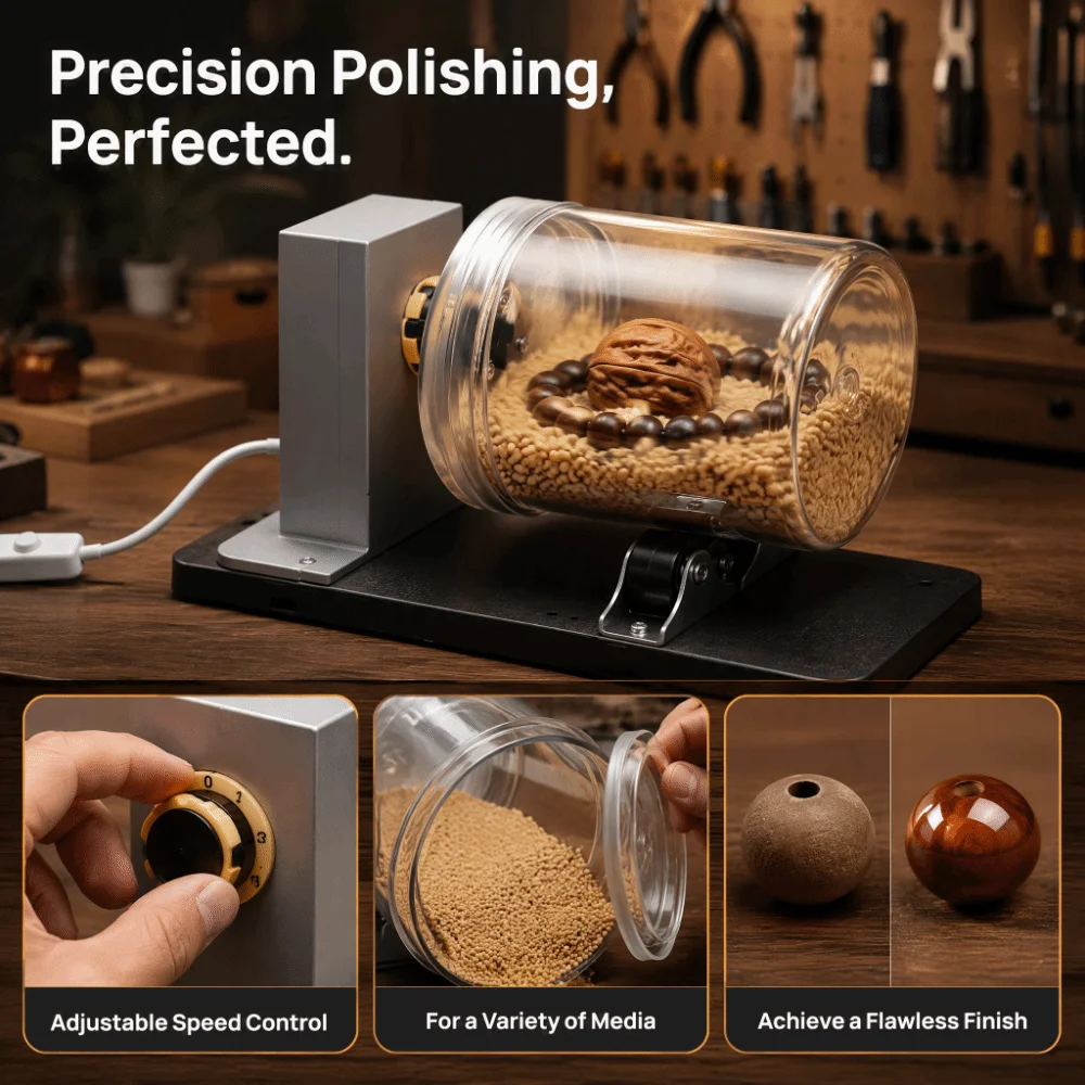 Variable Speed Bead Polishing Tumbler Low Noise Adjustable-Speed Automatic Prayer Bead Tumbler Automatic Polishing Machine