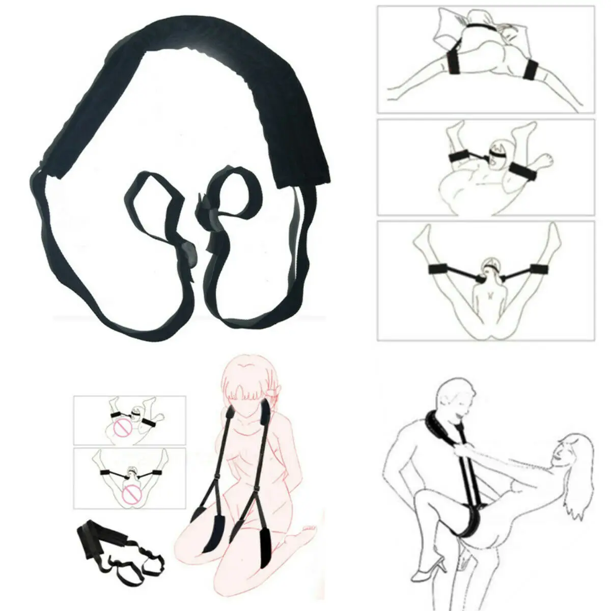 Restraint System Strap Hand & Ankle Cuffs Strap Sex Toy Couple BDSM Bondage Kit  Sexy Leg Handcuffs Spreader Bar cop cosplay