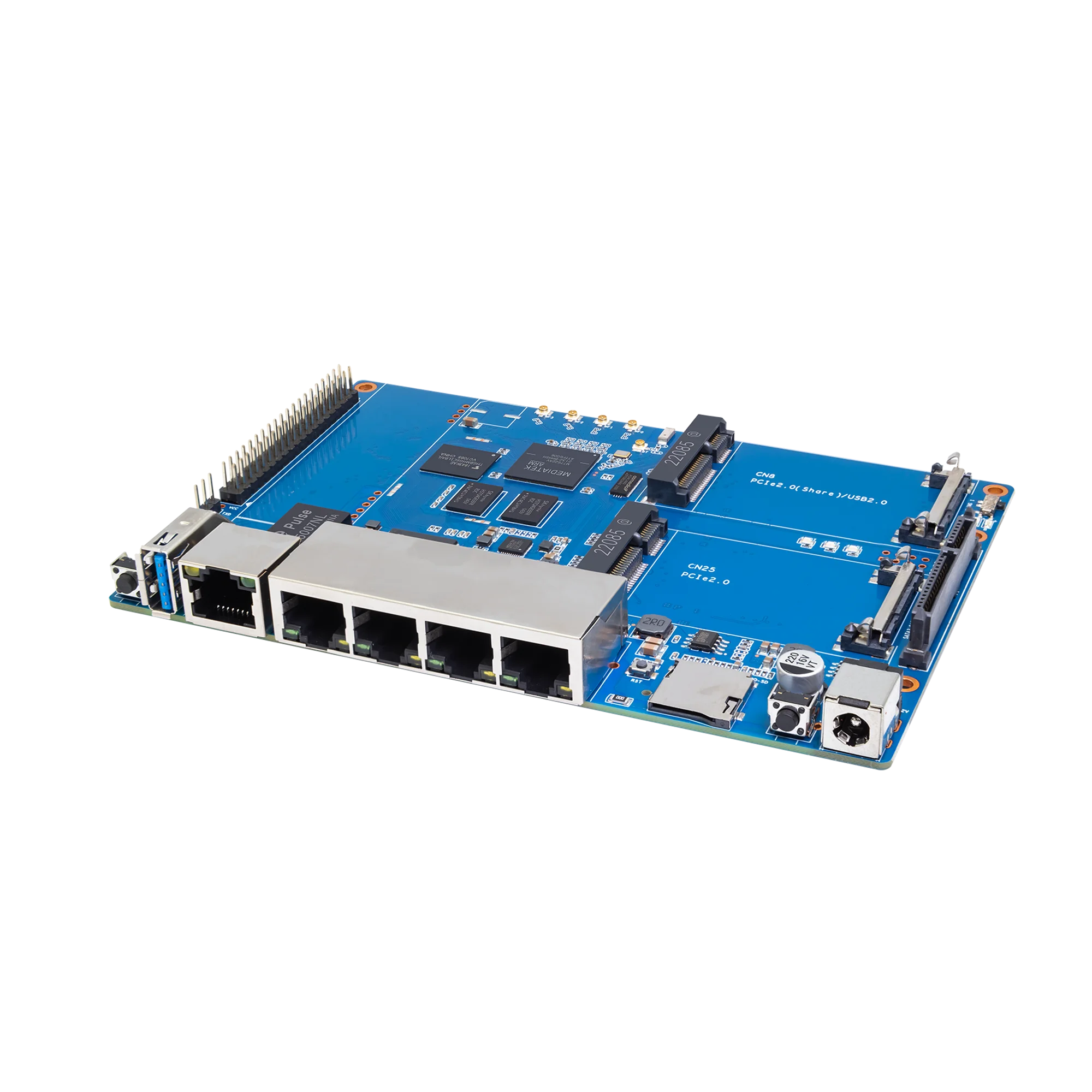 Banana PI BPI-R64 With MT7615 Module R64 Metal Case MediaTek MT7622 8G eMMC flash 1G DDR3 Support Wifi Bluetooth POE 4G Module