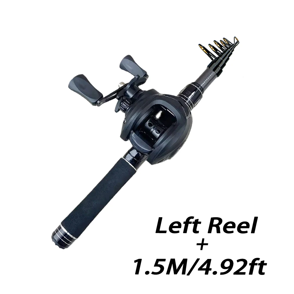 1.5-2.4m Hengel Reel Combo Draagbare Telescopische Reizen Hengel 18 + 1BB Links/Rechts Baitcasting Reel voor Bass Karpervissen