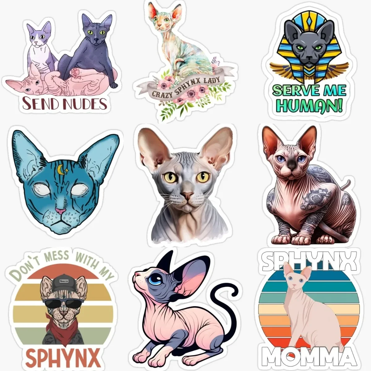 

Creative Canadian Hairless Cat Sphynx Cat Pets PVC Stickers for Decorate Car Van Fridge Wall Window Decal