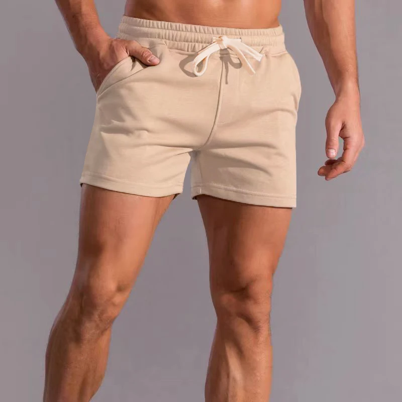 Pantalones cortos deportivos para hombre, pantalones cortos de tres cuartos elásticos para correr, entrenamiento, ocio, verano, algodón americano, gris