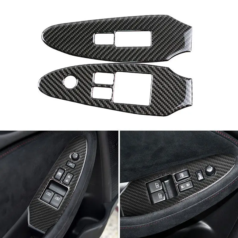 For Nissan 370Z Z34 2009 2010 2011 2012 -UP Carbon Fiber Car Interior Window Lift Control Button Panel Trim Cover Accessories