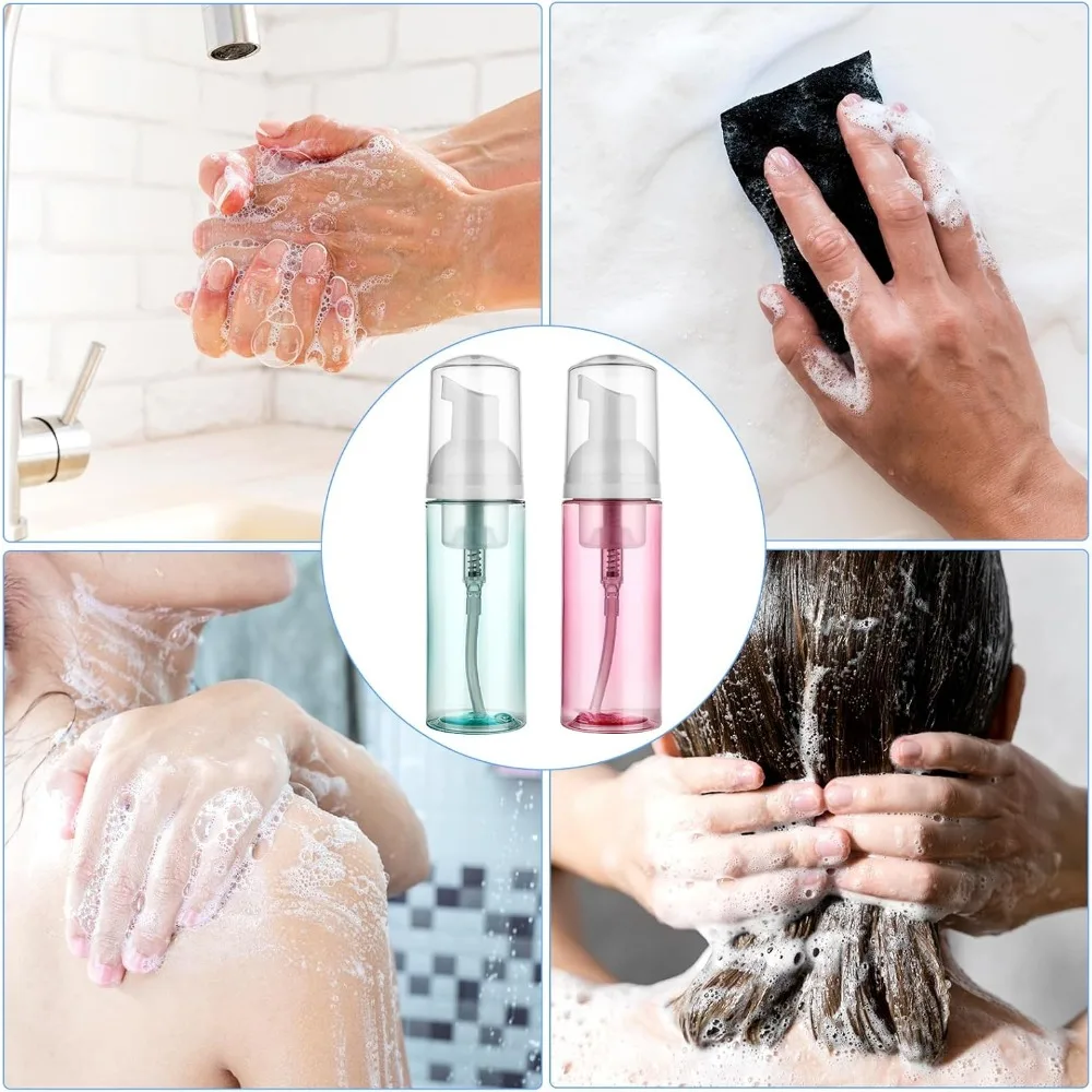 Paquet de 2 bouteilles à pompe à mousse voyage 60 ml/2 oz distributeur de savon en mousse de petite taille distributeur de savon moussant en plastique transparent