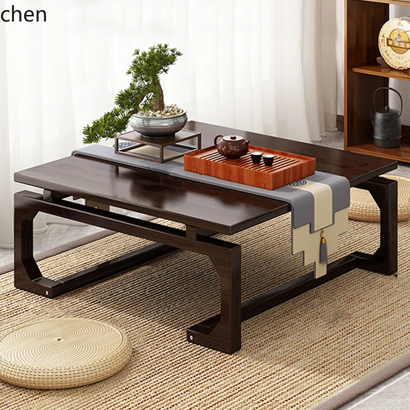 HT  Tatami Tea  New Chinese Style Bay Window Floor Low  Kang  Solid Wood Small Coffee