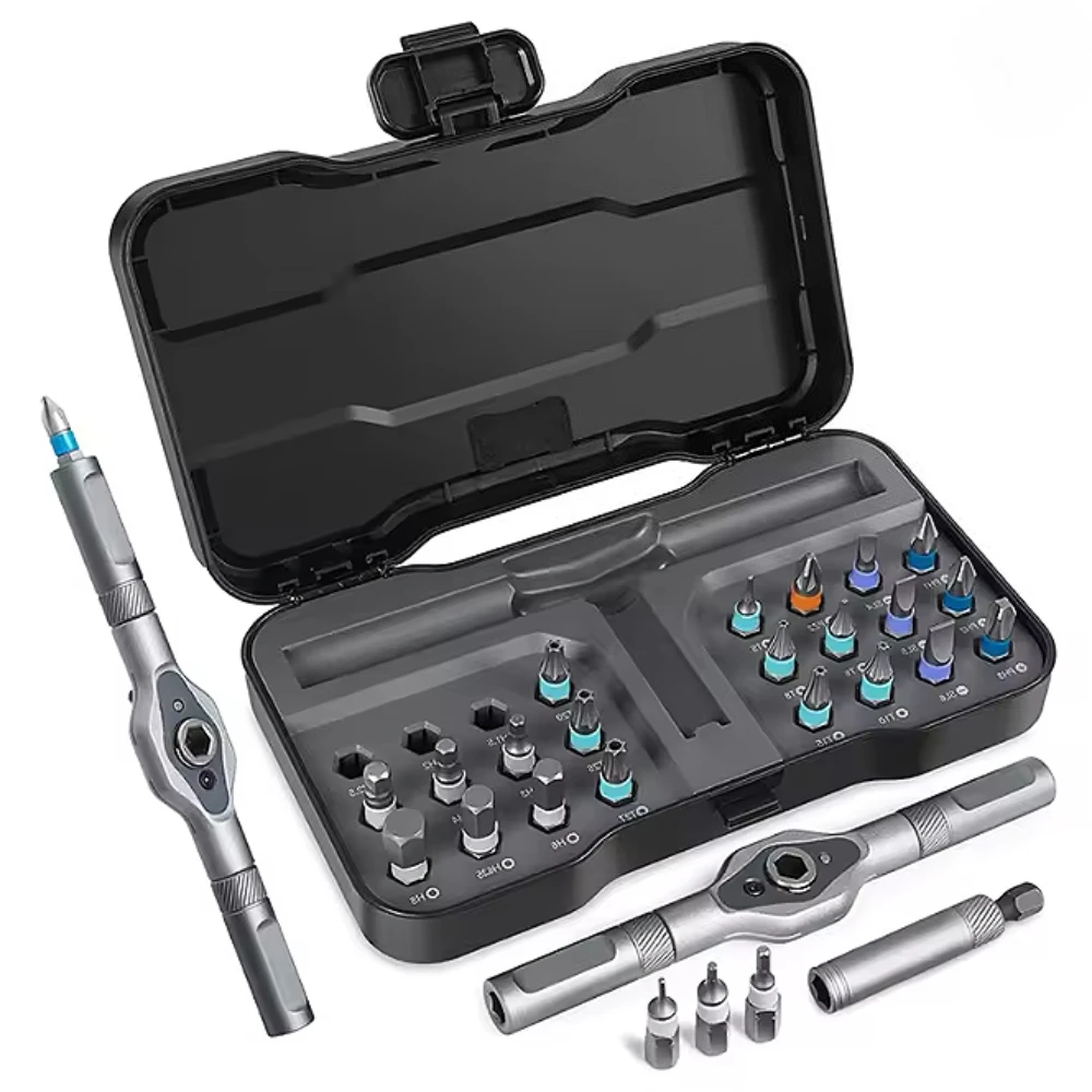 24 In 1 Multi-purpose Ratchet Wrench Screwdriver S2 Magnetic Bits Tools Set RS1 DIY Household Repair Tool Hand Tools Work