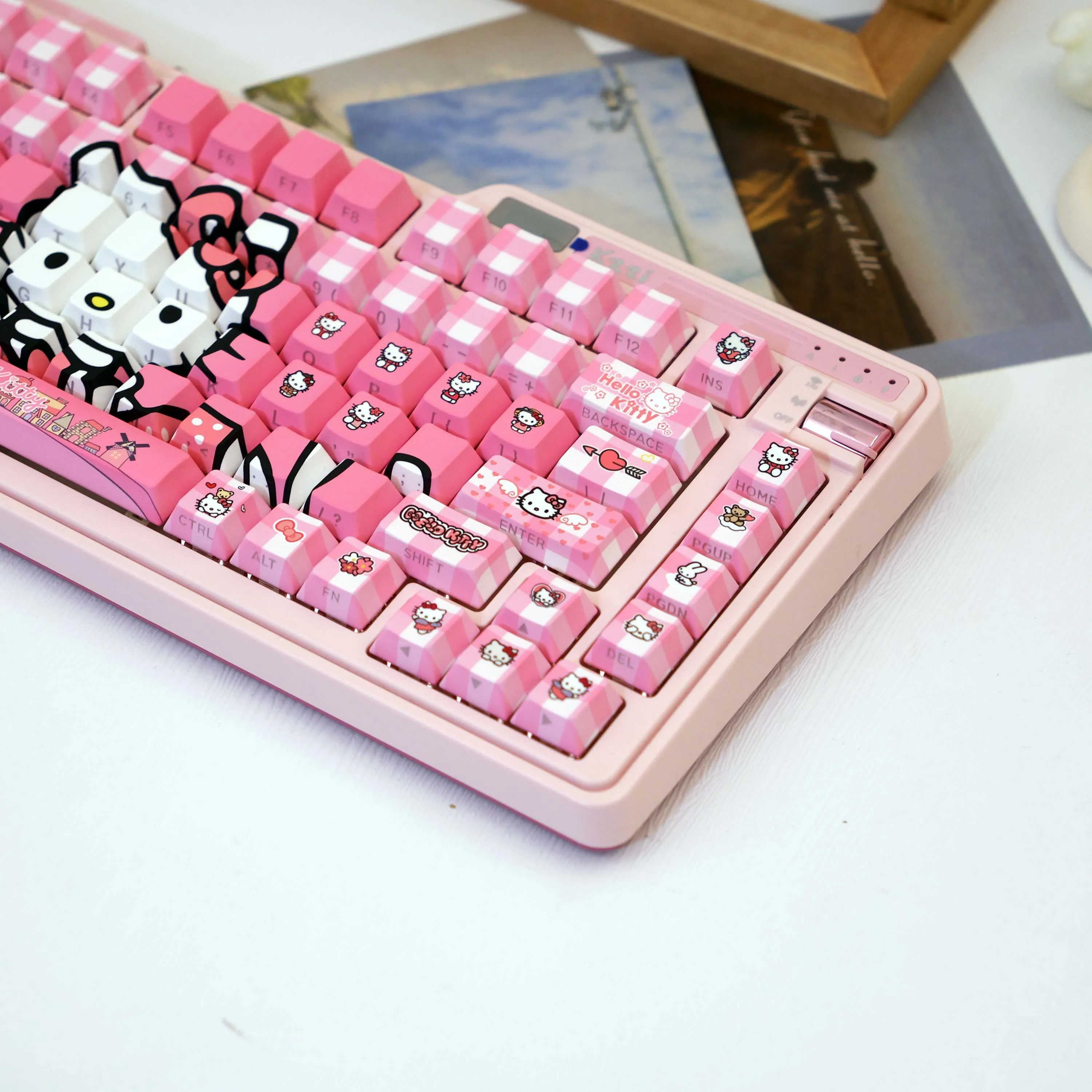 138 Keys Pink Hello Kitty PBT Keycaps Cherry Side Print Translucent Dye-Sub MX Set for 61/64/68/87/96/104/108 view 3
