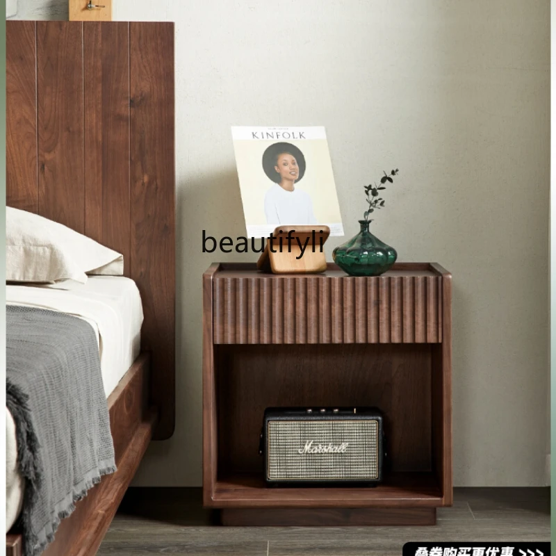 

Modern Simple Small Storage Cabinet Nordic Bedroom Bedside Cabinet Simple Solid Wood Bed Side Storage Rack