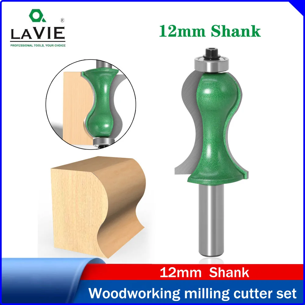 

LAVIE 1PC 12mm Shank Bottle Neck Router Bit, Stair Handrail & Door Line Profile Cutter, Woodworking Carving Milling Bit