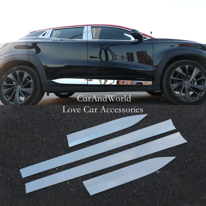 

Stainless Body Side Door Edge Skirt Gate Bumper Strips Trims Cover Car Decorative Accessories For Changan UNIT UNI-T 2020-2023