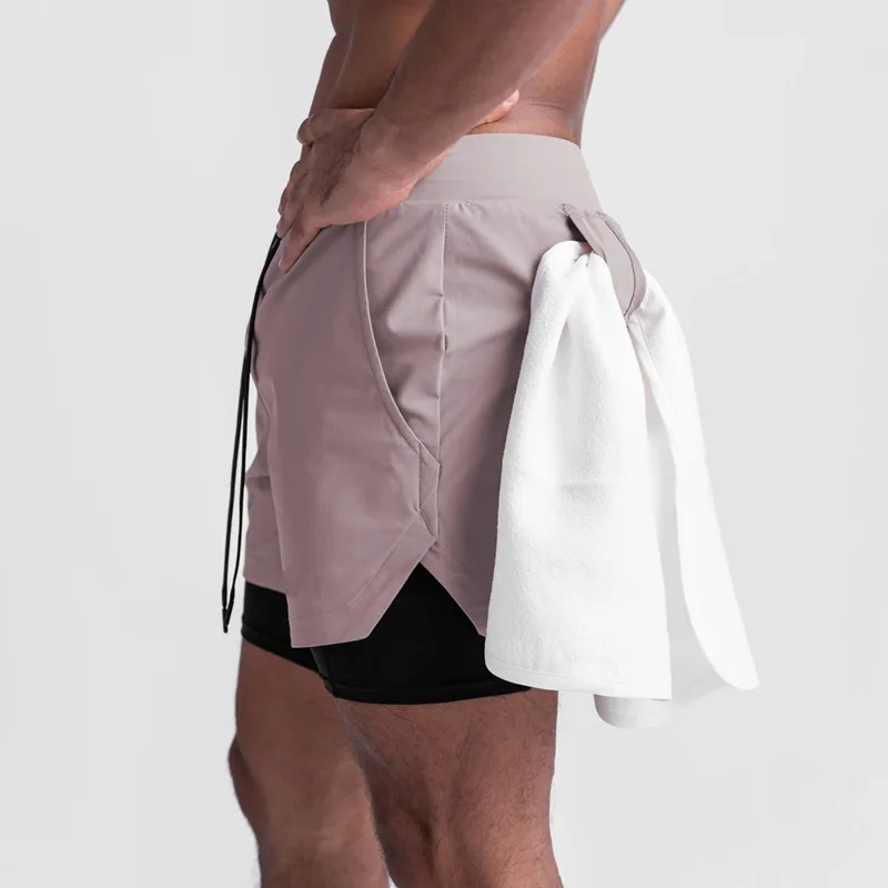 Summer 2023 Gym Jogging Exercise Shorts Men Sports Fitness Quick-drying Double-layer Two-in-one Running Shorts