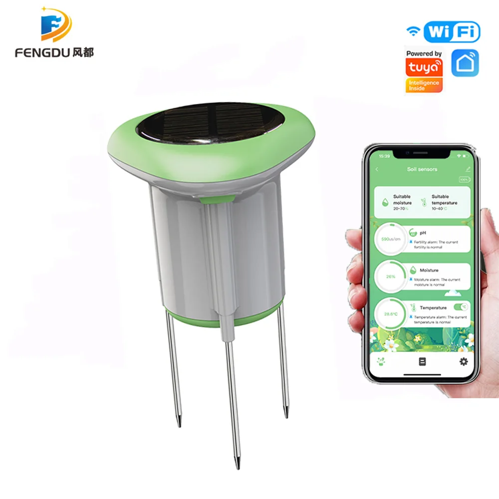 

Tuya Smart WiFi Soil Sensor Solar Powered Planting Temperature and Humidity Meter IP66 Wireless Soil Tester Turf Gardening