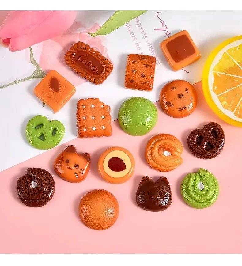 10pcs Resin Fake Chocolate Biscuit Series Miniatures Flatback Cabochon Scrapbook Embellishments DIY Charms Accessories