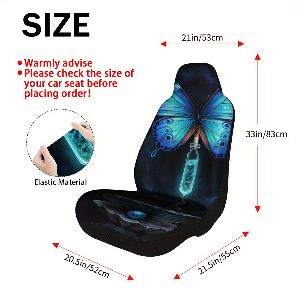 Set Of 2, Featuring Butterfly And Pearl Fantasy Designs, These High-Quality Front Seat Covers Are Suitable For Most Vehicles. Th