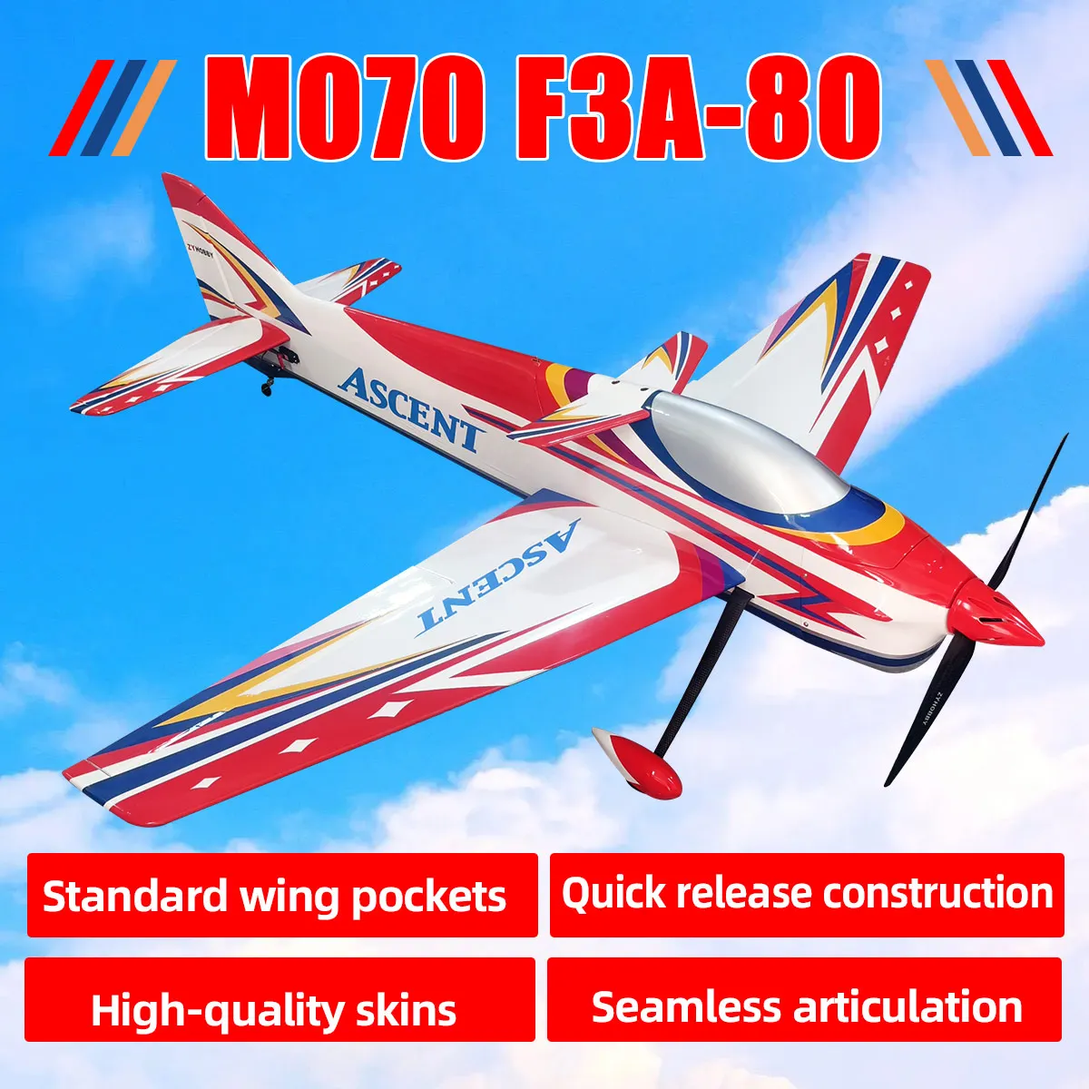 FLT ARF RC Airplane M070 F3A-80 Balsa Wood Model Airplanes Fixed Wing Aircraft