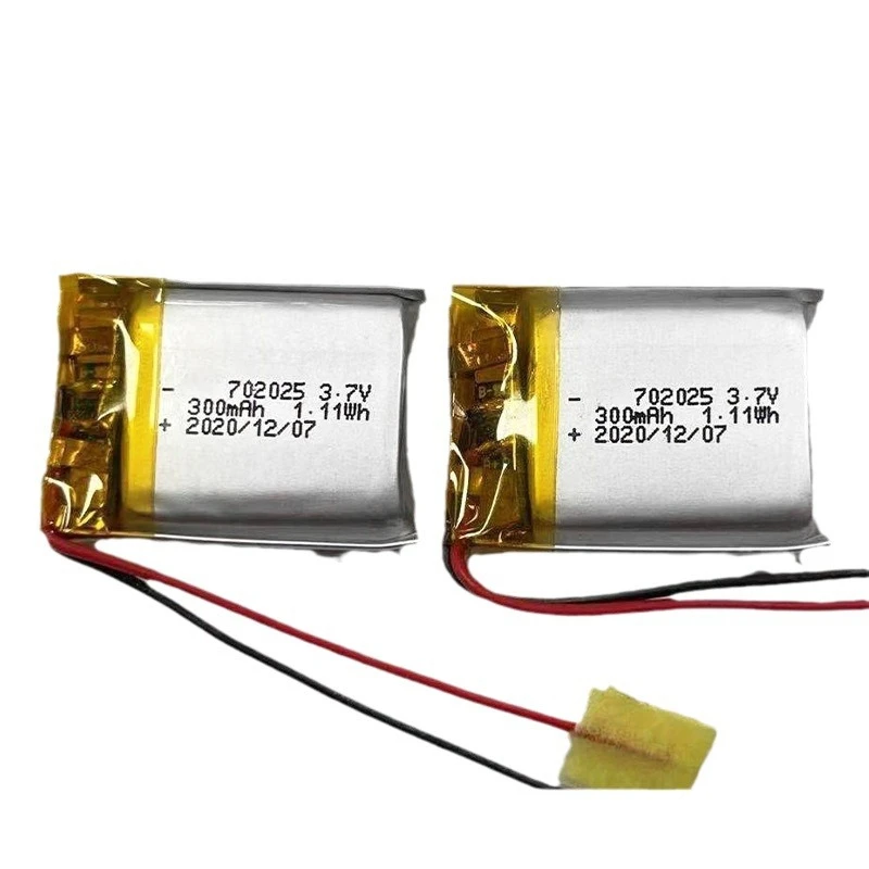 702025 하이 퀄리티 폴리머 리튬 배터리, 블루투스 스피커에 적합, 헤드폰 전자 내비게이션 장치, 3.7v, 300mAh