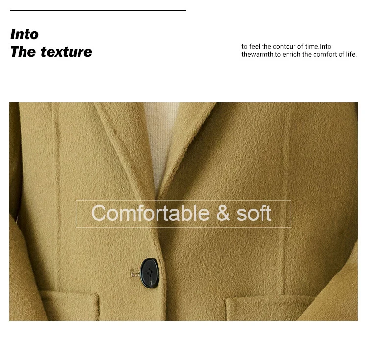 Women's Suit Collar Double-sided Cashmere Wool Coat 2024 Fall Winter Chic Ladies Single Button Loose 100% Woolen Blazer Jackets