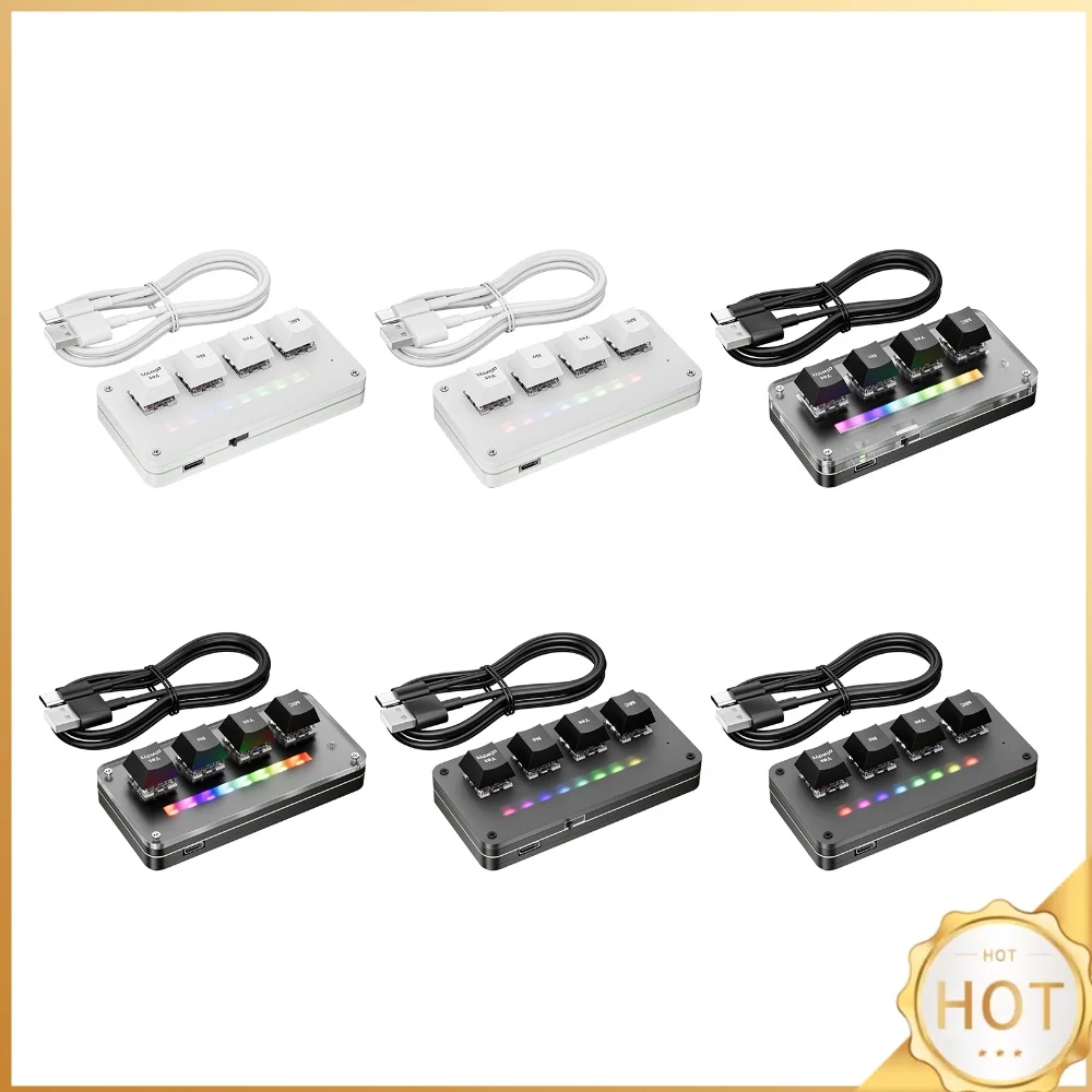 4-Key Mini Shortcut Keypad Voice Input Speech to Text 2.4G Wireless USB-C RGB Backlit Office Keyboard Plug Play