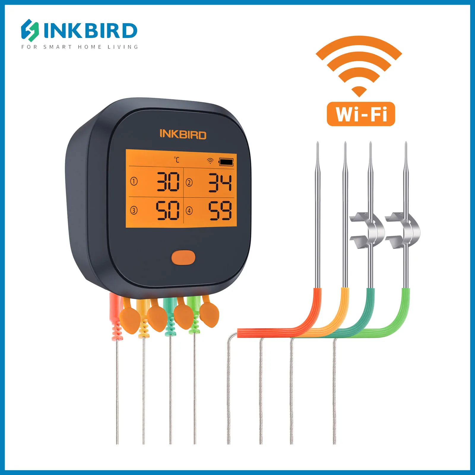 

Inkbird IBBQ-4T Digital Grill Thermometer Indoor Ourdoor 2000mAh Rechargeable Wireless BBQ Thermometer for Kitchen Oven Smoker